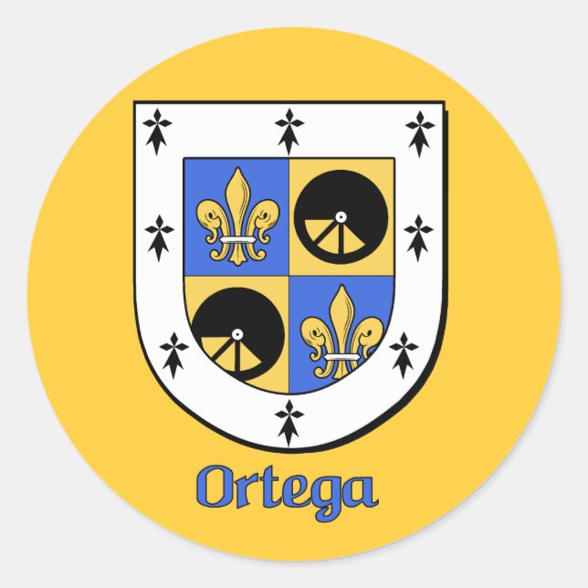 Pegatina Redonda Pegatinas Ortega Family Shield (Anverso)