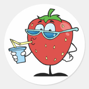 Pegatina Redonda Pegatinas para beber fresas