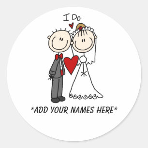 Pegatina Redonda Pegatinas personalizable Bride y Groom