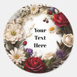 Pegatina Redonda Pegatinas personalizables florales para fiestas/bo