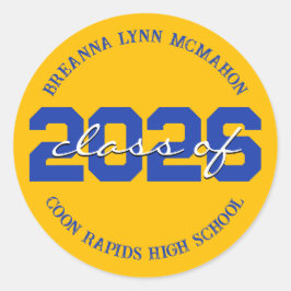 Pegatina Redonda Pegatinas personalizadas de graduación doradas y a
