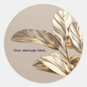 Pegatina Redonda Pegatinas personalizado Golden Leaf