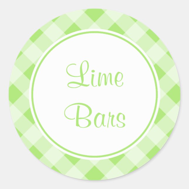 Pegatina Redonda Pegatinas personalizado Lime Gingham (Anverso)