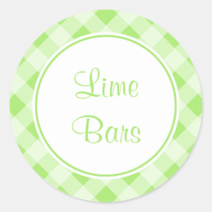 Pegatina Redonda Pegatinas personalizado Lime Gingham