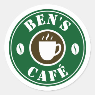 Pegatina Redonda pegatinas personalizados con una taza de café y lo