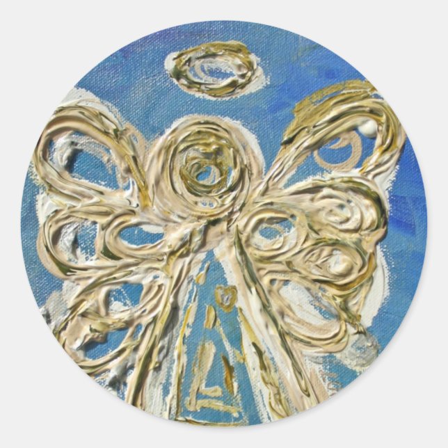Pegatina Redonda Pegatinas Personalizados de arte Guardian Blue Ang (Anverso)