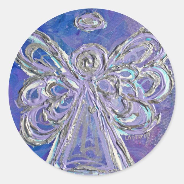 Pegatina Redonda Pegatinas Personalizados de arte Guardian Purple A (Anverso)
