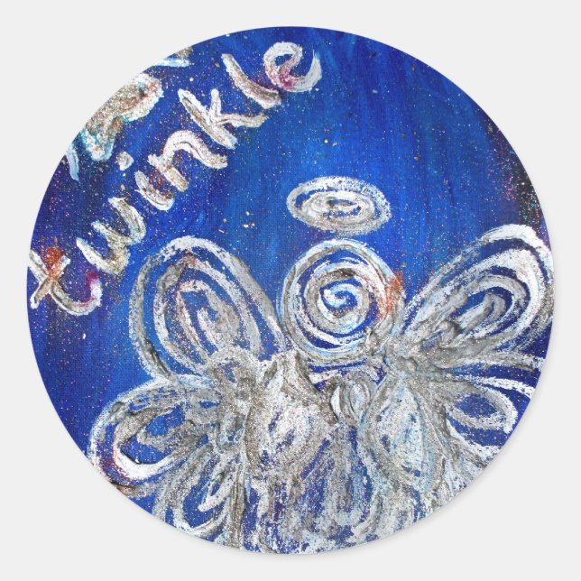 Pegatina Redonda Pegatinas Personalizados de arte Twinkle Silver Gu (Anverso)