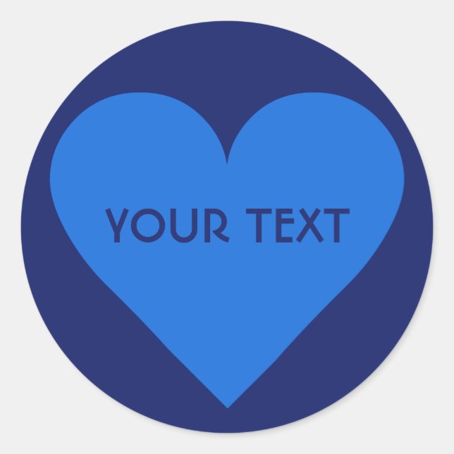 Pegatina Redonda Pegatinas personalizados de Blue Heart Valentine (Anverso)