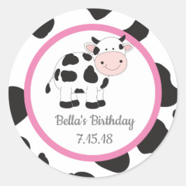 Pegatina Redonda Pegatinas Personalizados de Cowgirl rosa