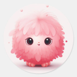 Pegatina Redonda Pegatinas Personalizados de Cute Fluffy Ball