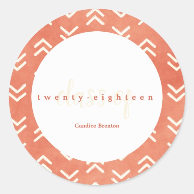 Pegatina Redonda Pegatinas Personalizados de flecha Naranja quemada (Anverso)