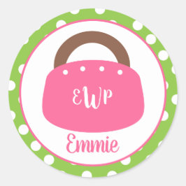 Pegatina Redonda Pegatinas personalizados de la Bolsa Monogramada d