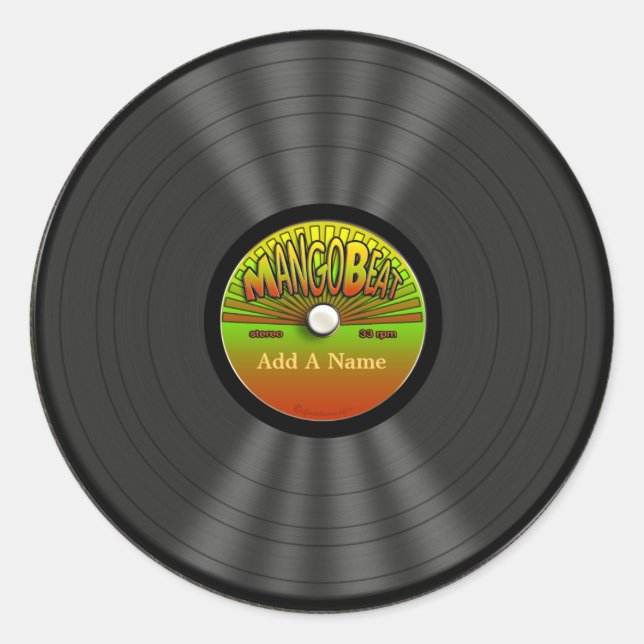 Pegatina Redonda Pegatinas personalizados del disco de vinilo del (Anverso)