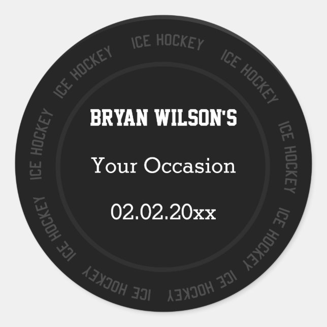 Pegatina Redonda Pegatinas personalizados Tema del hockey sobre hie (Anverso)