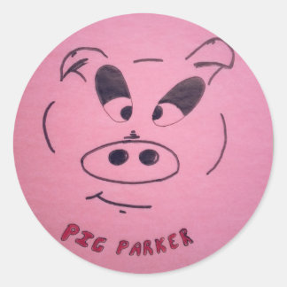 Pegatina Redonda Pegatinas Pig Parker (hojas de 6 ó 20)