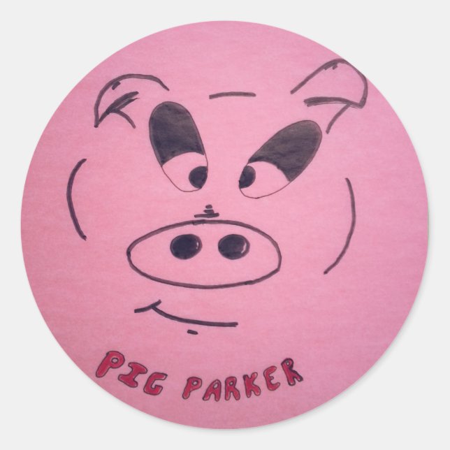 Pegatina Redonda Pegatinas Pig Parker (hojas de 6 ó 20) (Anverso)