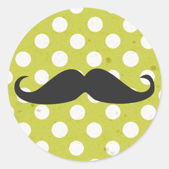 Pegatina Redonda Pegatinas Polka Dots & Mustache (Anverso)
