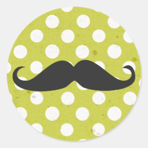 Pegatina Redonda Pegatinas Polka Dots & Mustache