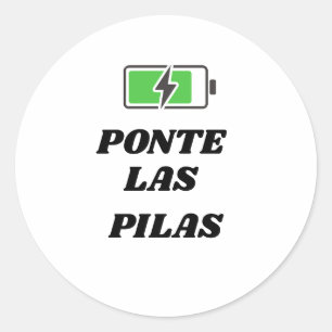 Pegatina Redonda Pegatinas PONTE LAS PILAS
