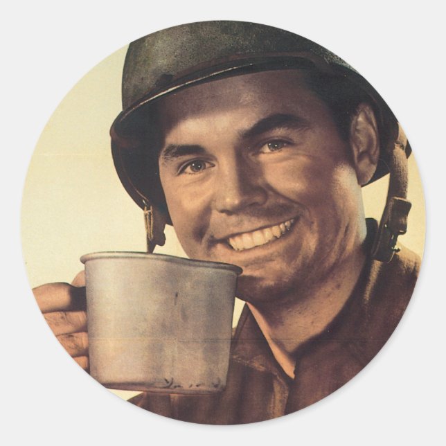 Pegatina Redonda Pegatinas Posters de guerra de época - Poster famo (Anverso)