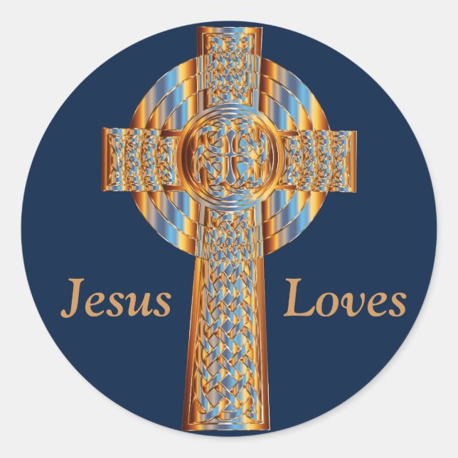 Pegatina Redonda pegatinas primarios de la cruz del arco iris (Anverso)