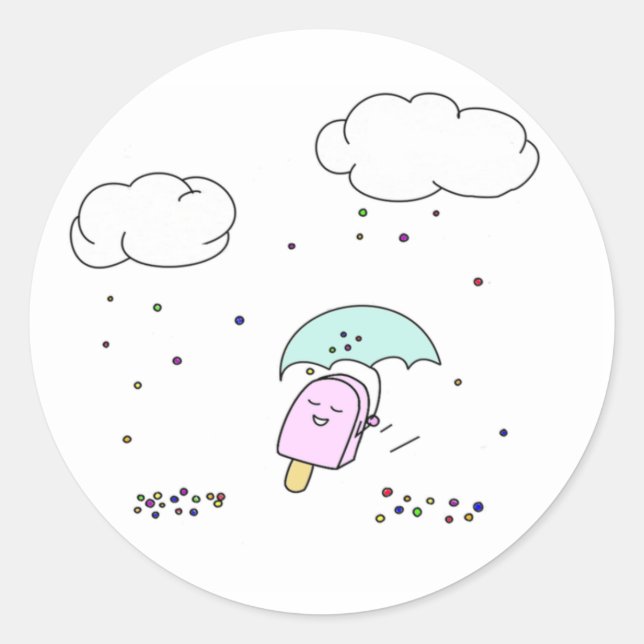 Pegatina Redonda Pegatinas Rain Sprinkles (Anverso)