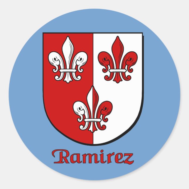 Pegatina Redonda Pegatinas Ramirez Family Shield (Anverso)