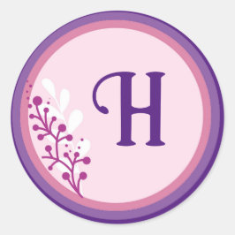 Pegatina Redonda Pegatinas redondeados - Añade tu inicial - Púrpura