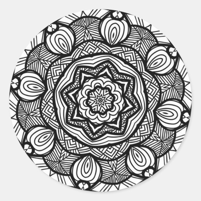 Pegatina Redonda Pegatinas redondos abstractos blancos y negros de (Anverso)