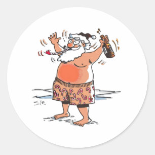 Pegatina Redonda Pegatinas redondos borrachos de Santa