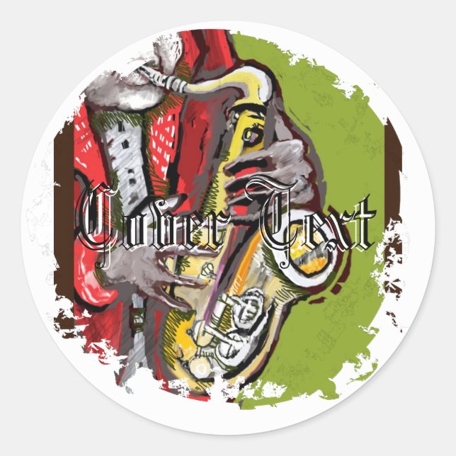 Pegatina Redonda Pegatinas redondos con problemas de sax (Anverso)