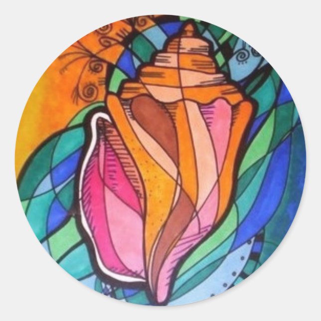 Pegatina Redonda Pegatinas redondos de conchas marinas (Anverso)