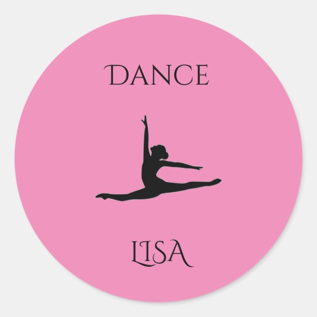 Pegatina Redonda Pegatinas redondos de danza rosa. Personalizar el  (Anverso)