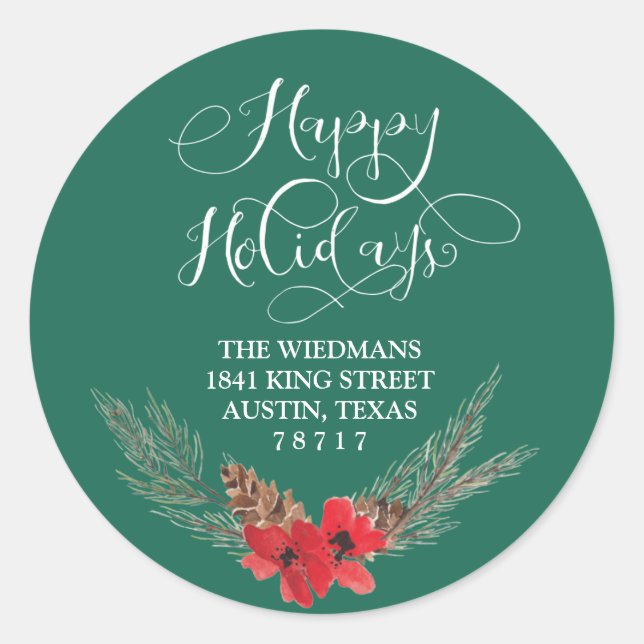 Pegatina Redonda Pegatinas redondos de la dirección de retorno verd (Anverso)