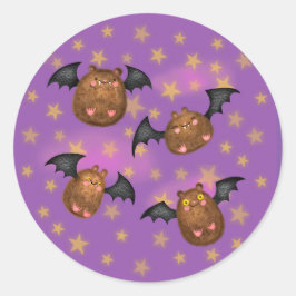 Pegatina Redonda Pegatinas redondos de murciélagos, cortos y cariño