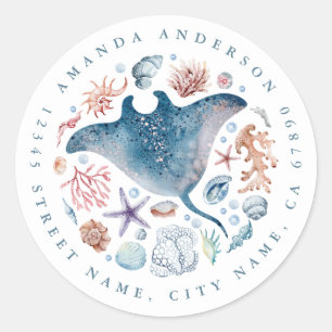 Pegatina Redonda Pegatinas redondos de Stingray Cute