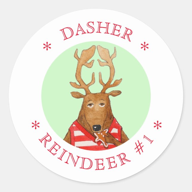Pegatina Redonda Pegatinas redondos pequeños DASHER REINDEER (Anverso)