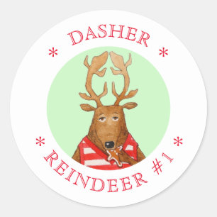 Pegatina Redonda Pegatinas redondos pequeños DASHER REINDEER