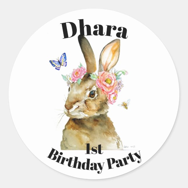 Pegatina Redonda Pegatinas redondos personalizados - Miss Hare (Anverso)