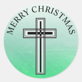 Pegatina Redonda Pegatinas religiosos de la Cruz Verde y Negra