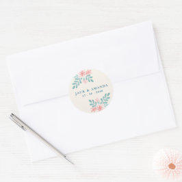 Pegatina Redonda Pegatinas retro de bodas rosadas de juguete