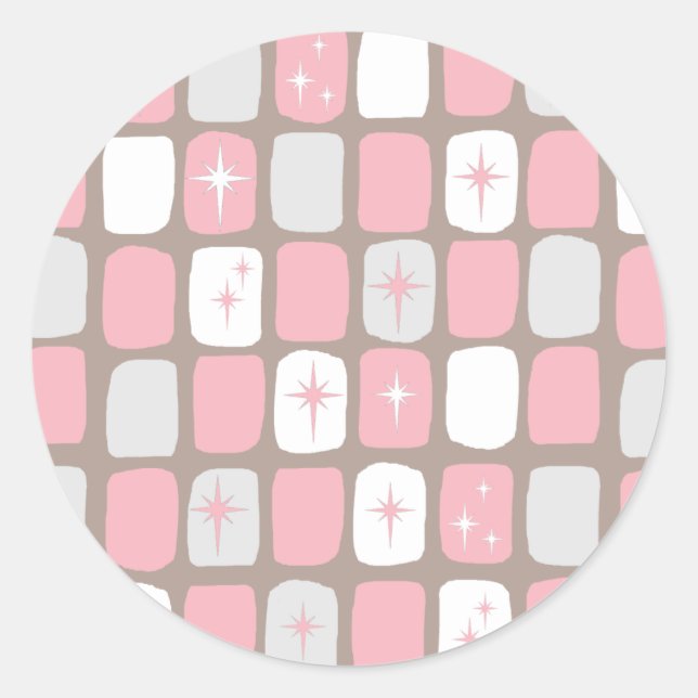 Pegatina Redonda Pegatinas Retro Pink Starburns Round (Anverso)