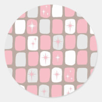 Pegatinas Retro Pink Starburns Round