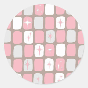 Pegatina Redonda Pegatinas Retro Pink Starburns Round