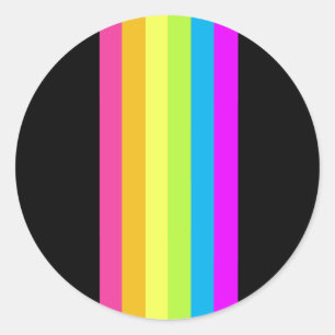 Pegatina Redonda Pegatinas Retro Stripes Round (Black & Neon Multi)