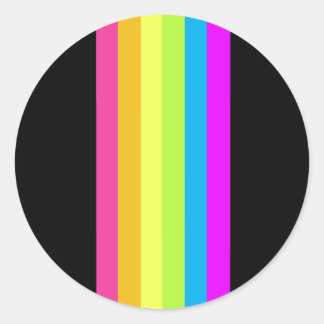 Pegatina Redonda Pegatinas Retro Stripes Round (Black & Neon Multi)