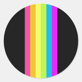 Pegatina Redonda Pegatinas Retro Stripes Round (Black & Neon Multi)