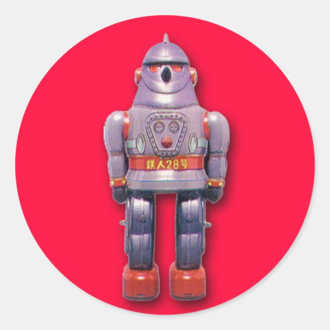 Pegatina Redonda Pegatinas robóticos japoneses (hoja de 6) (Anverso)