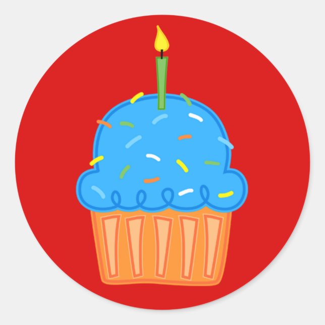Pegatina Redonda Pegatinas rojos de Cupcakes para Niños (Anverso)